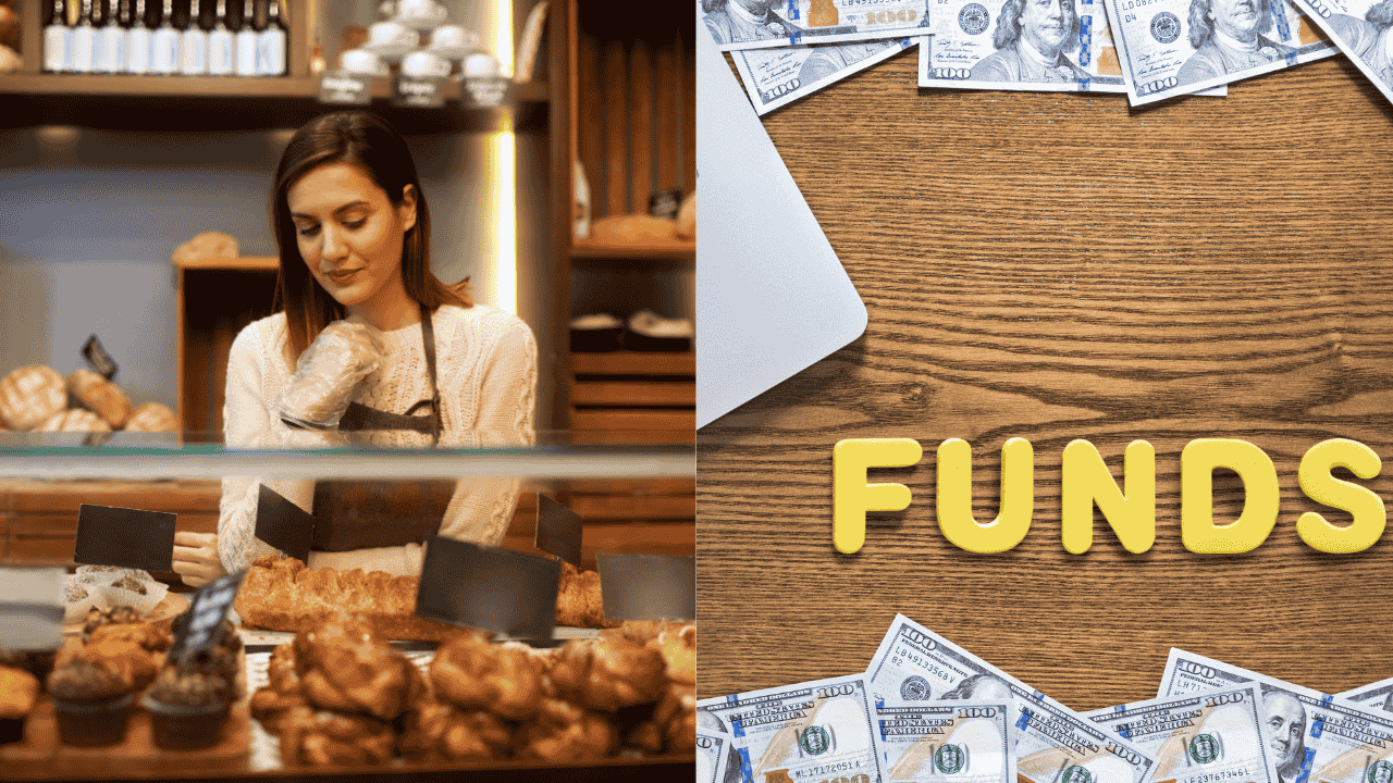 Infographic with a small business owner showing top alternative funding options for small businesses beyond bank loans, including invoice factoring, merchant cash advance, business line of credit, etc - GlimMarket.com