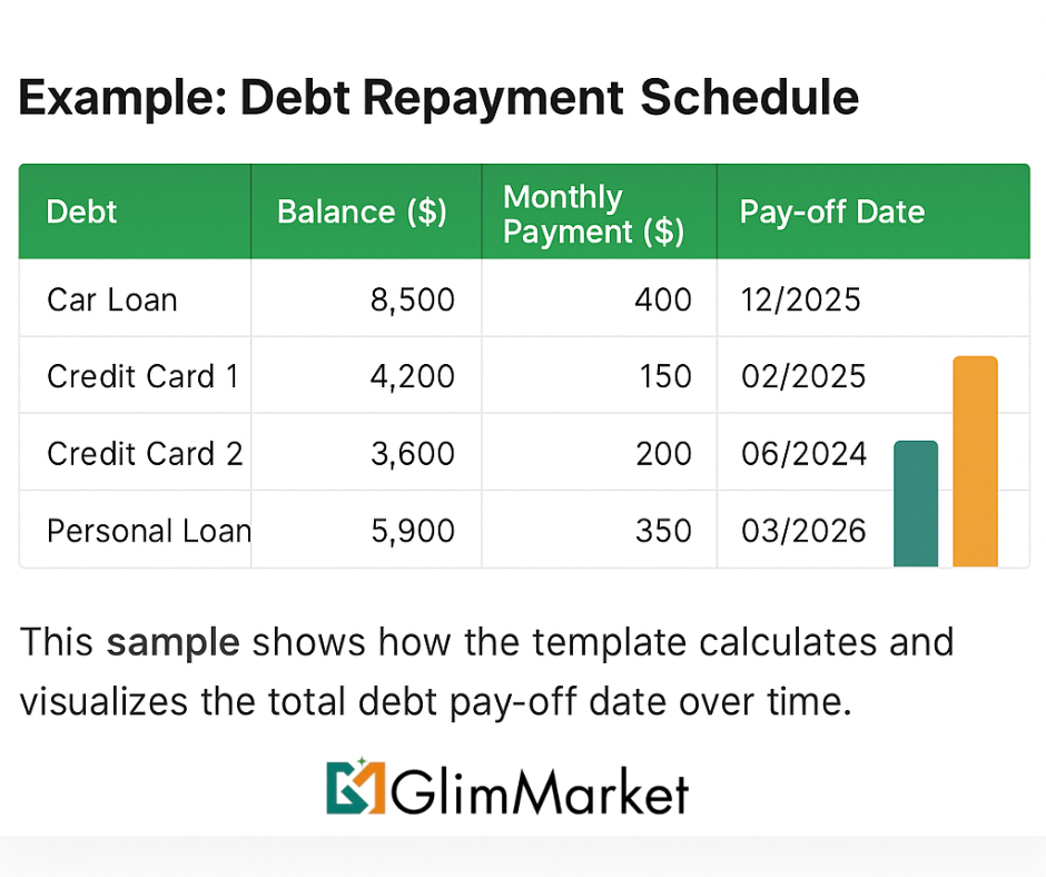 Debt repayment schedule example table